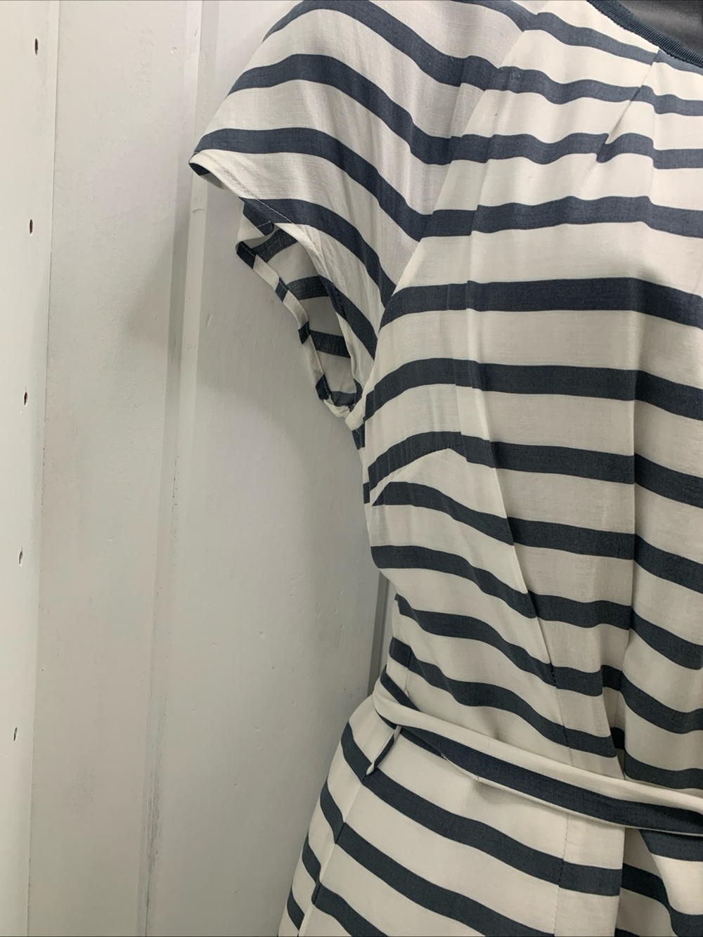BODEN Dress Sz 10 Easy Day Lines Striped Grey White Yellow Fully Lined Nautical - Picture 4 of 15